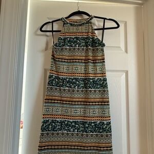 Patterned Halter Mini Dress